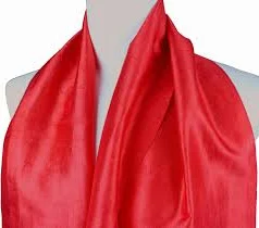 Scarlet Red Silk Neck Scarf, Hand Loomed, Raw Silk,