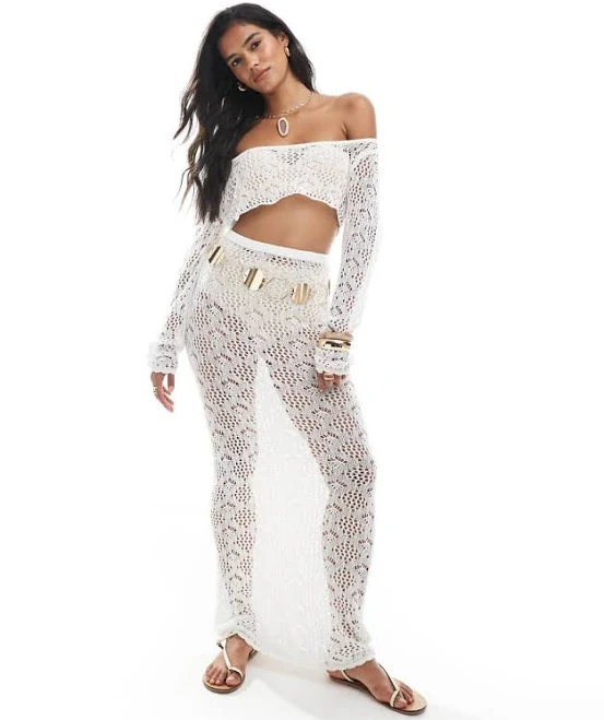 Miss Selfridge Beach Crochet Maxi Skirt