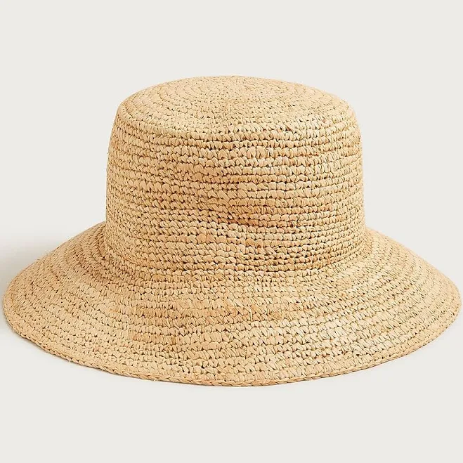 J.Crew Women's Wide-Brim Raffia Bucket Hat