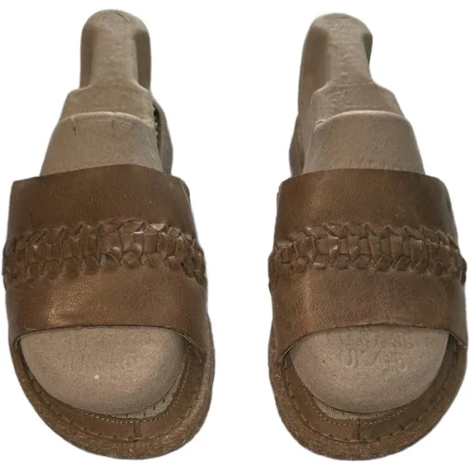 Born Basics Trenza Tan Leather Braided Slide Sandals Women's Size 6 Us