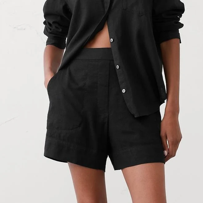 Women's High-Rise Linen-Blend Pull-On Shorts