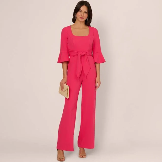 Adrianna Papell Women's Tie Wide Leg Jumpsuit