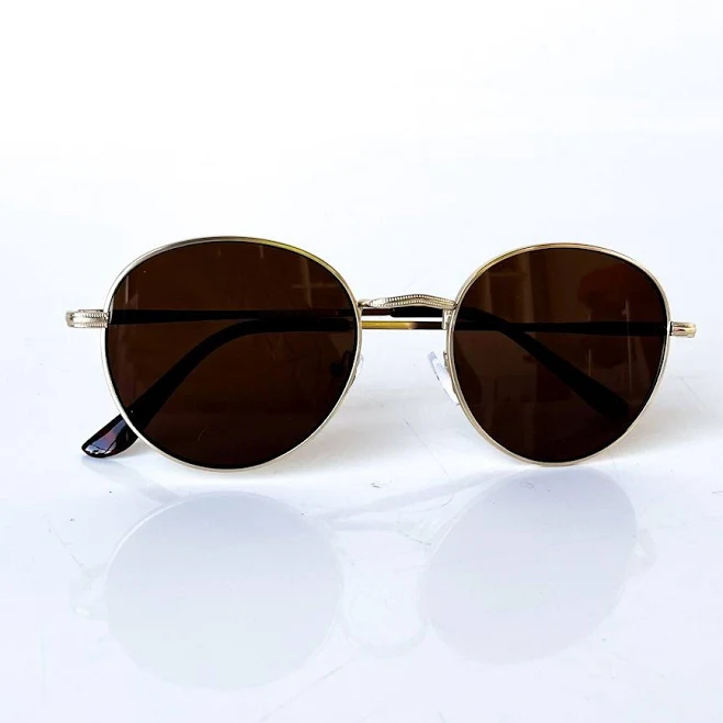 Minimal Tinted Round Sunglasses Amber + Gold