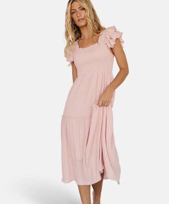 Baltic Born Womens Jacie Smocked Midi Dress β