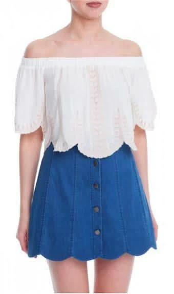 Wandering Ivy Off-The-Shoulder Embroidered Top