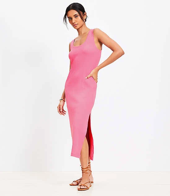 Women's Loft Perfect Ribbed Tank Midi Dress