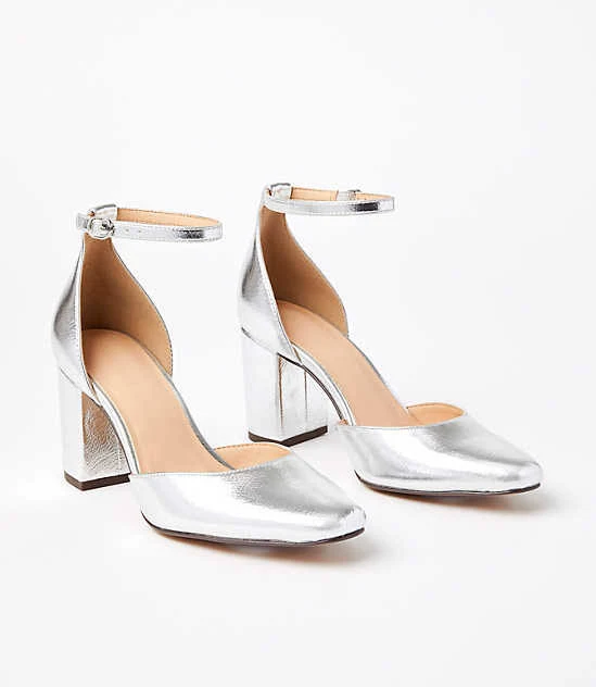Loft Women's Metallic Ankle Strap Block Heels
