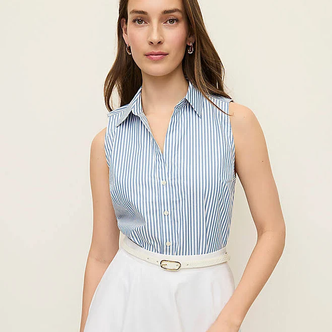 Ann Taylor Women's Striped Sleeveless Shirt