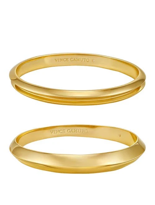 Vince Camuto Women's 14K Gold Plated Bangle Bracelet Set