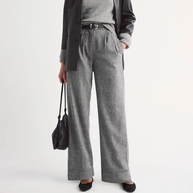 Abercrombie & Fitch Women's Sloane Wool-Blend Wide Leg Pants