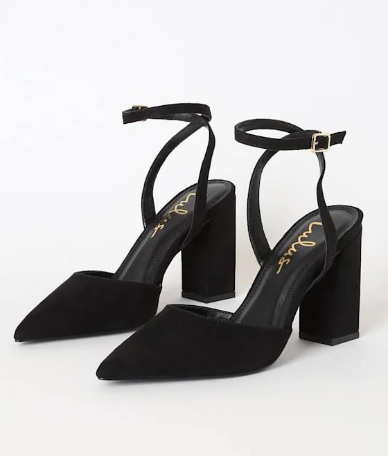 Lulus Women's Suede Pointed-Toe Ankle Strap Pumps