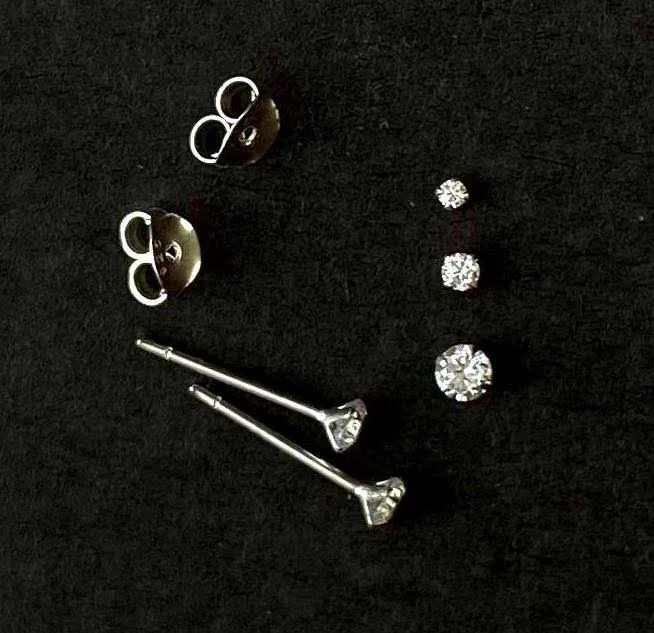 Tiny CZ Crystal Stud Earrings in Sterling Silver