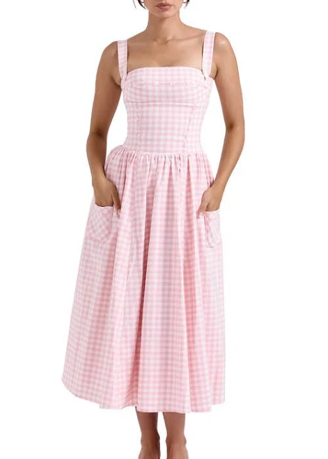 House of CB Vivien Gingham Midi Dress