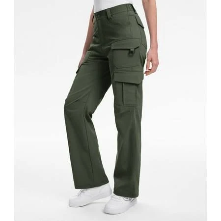 Moosehill Women's Wide Leg High Waisted Lightweight Stretch Cargo Pants
