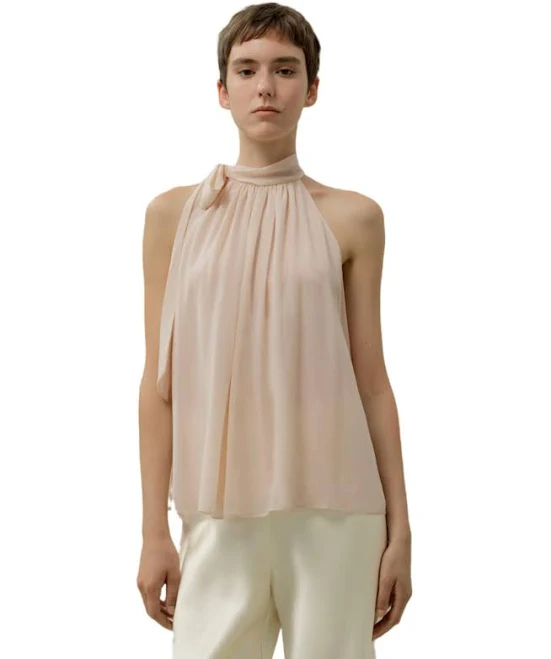 Lilysilk Women's Silk Georgette Adjustable Tie-Neck Blouse