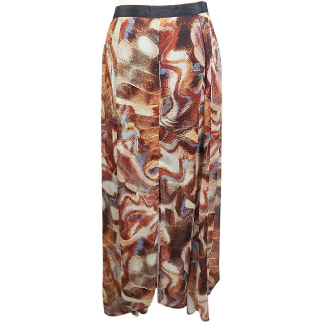 Topshop Brown And Cream Abstract Swirl Print Maxi Skirt 8