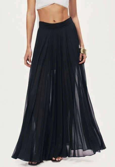 Nocturne Women's Pleated Chiffon Wide-Leg Pants