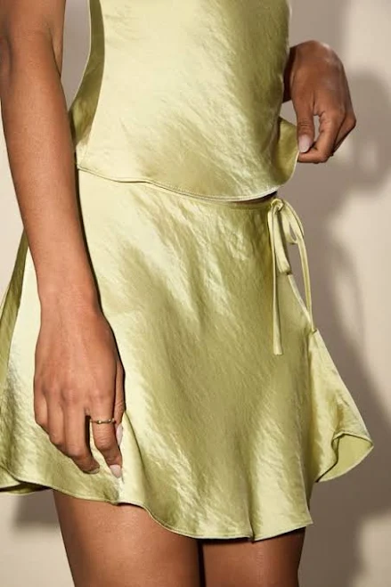 Satin Wrap Mini Skirt