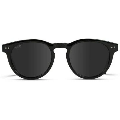 WMP Eyewear Classic Round Acetate Polarized Sunglasses - Black Frame/Black Lens