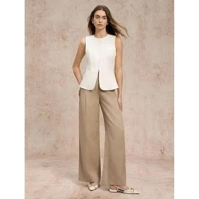 Women's Sleeveless Button Front Waistcoat Vest