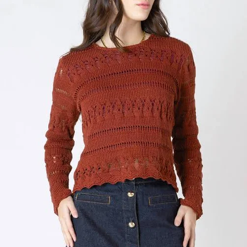 Dex Women's Scallop Hem Crochet Top