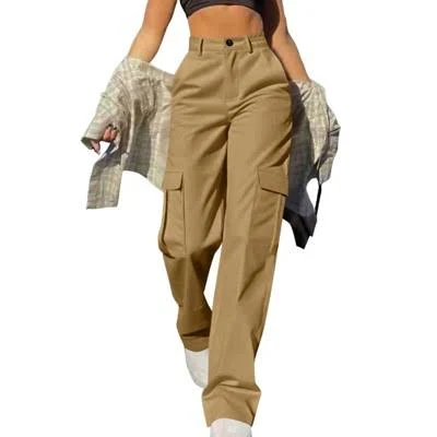 Coolmee Women's High-Waisted Baggy Stretchy Cargo Pants