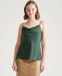 Washable Stretch Silk Cowl Neck Cami