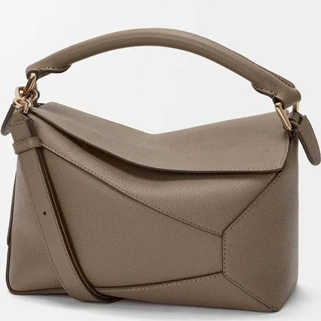 Geometric Leather Top Handle Crossbody Bag