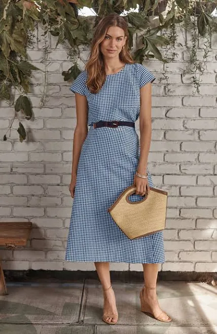 J.Jill Women's Seersucker Gingham A-Line Skirt