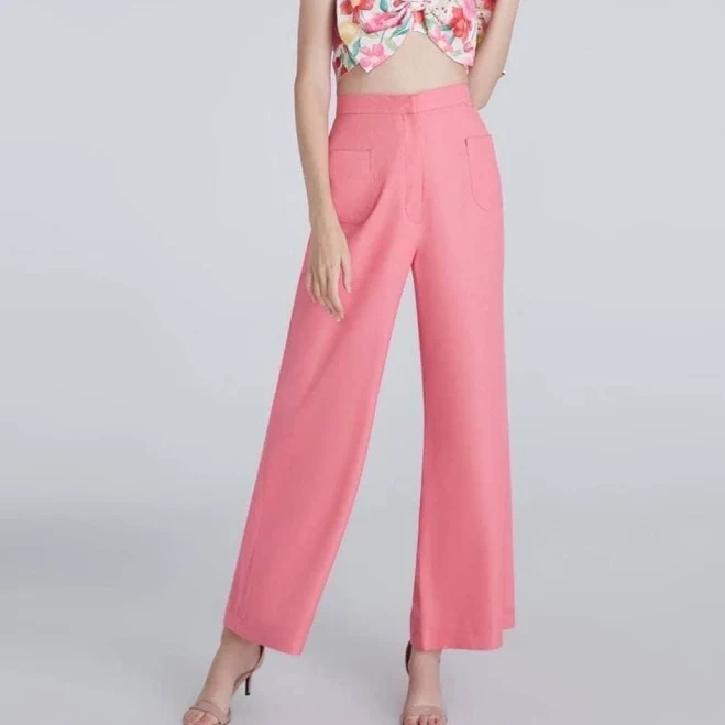 Women's High Waist Wide Leg Crepe Twill Palazzo Pants