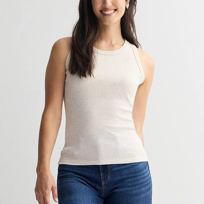 Women's Sonoma Goods For Life High Neck Layering Tank Top, Size: Large, Beige Heather