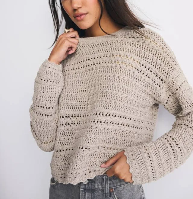 Abercrombie & Fitch Women's Textural Open-Stitch Crew Sweater