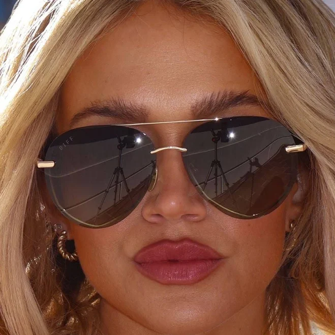 Aviator Sunglasses - Gold Black Frame - Gold Lens - Lenox By DIFF Eyewear