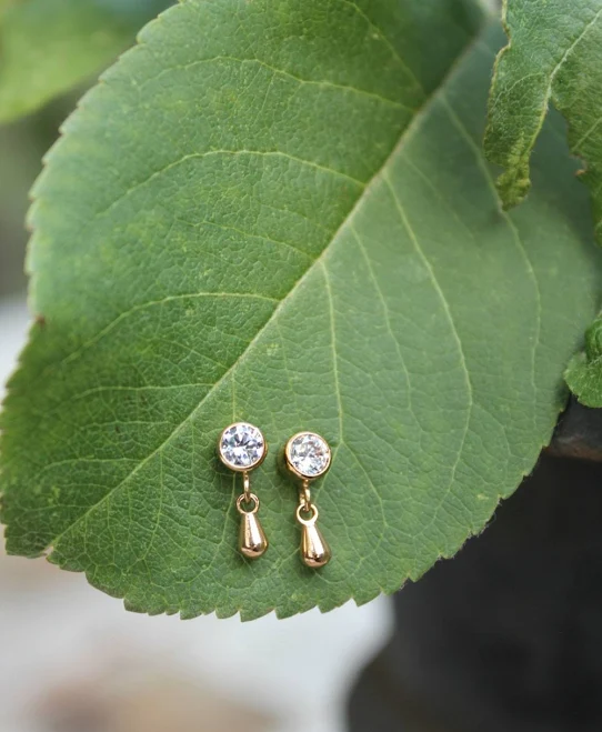 14K Gold Filled Cubic Zirconia Dainty Stud Earrings