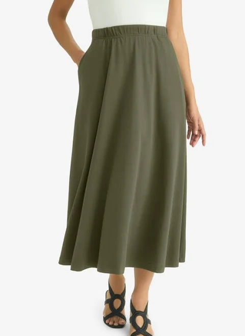 Jessica London Women's Soft Ease Midi Skirt