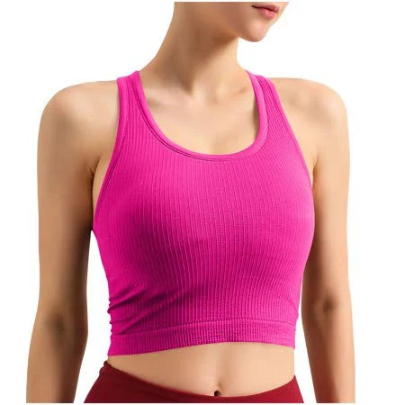 Women's Ribbed Knit Slim Fit Crew Neck Tank Tops