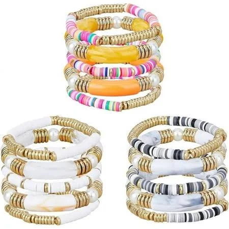 15pcs Chunky Stackable Bamboo Bangle Bracelet