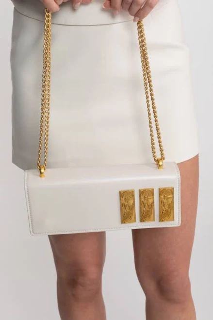 Shoulder Bag with Gold Embossed Plaques