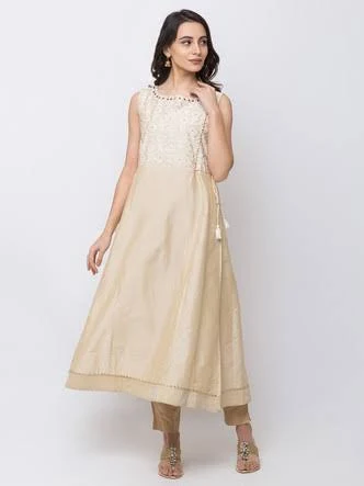 Fit and Flare Kurta Tunic with Gold Detailing