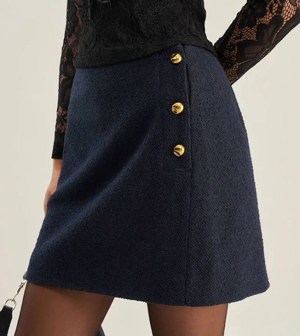 Rihoas Women's A-Line Button-Front Mini Skirt