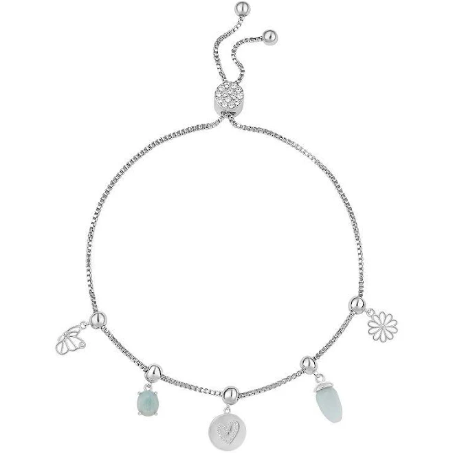 Brilliance Fine Silver Plated Crystal Love Bracelet