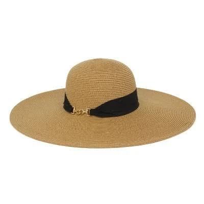 Magid Wide Brim Floppy Straw Sun Hat with Grosgrain Ribbon