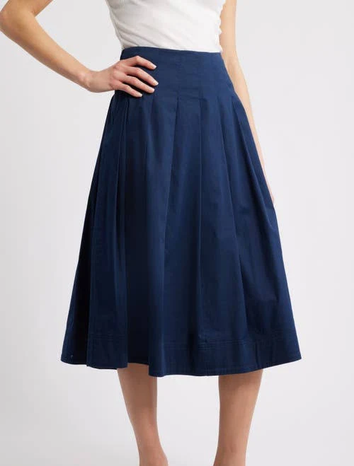 Caslon Stretch Cotton Poplin Midi Skirt