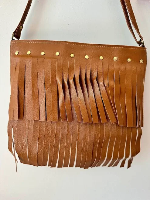 Fringed Vegan Leather Handbag with Tassel Sling