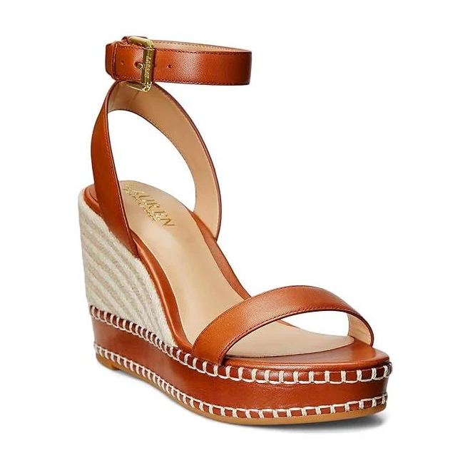 Lauren Ralph Lauren Hilarie Burnished Leather Espadrille Women's Sandals