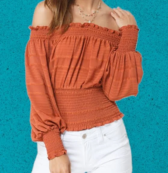 Off Shoulder Smocked Top
