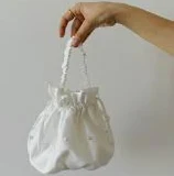 Ivory Satin Bridal Purse: Pearl Beaded Wedding Clutch