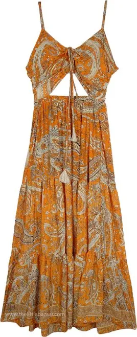 TLB Tangerine Paisley Tiered Maxi Dress