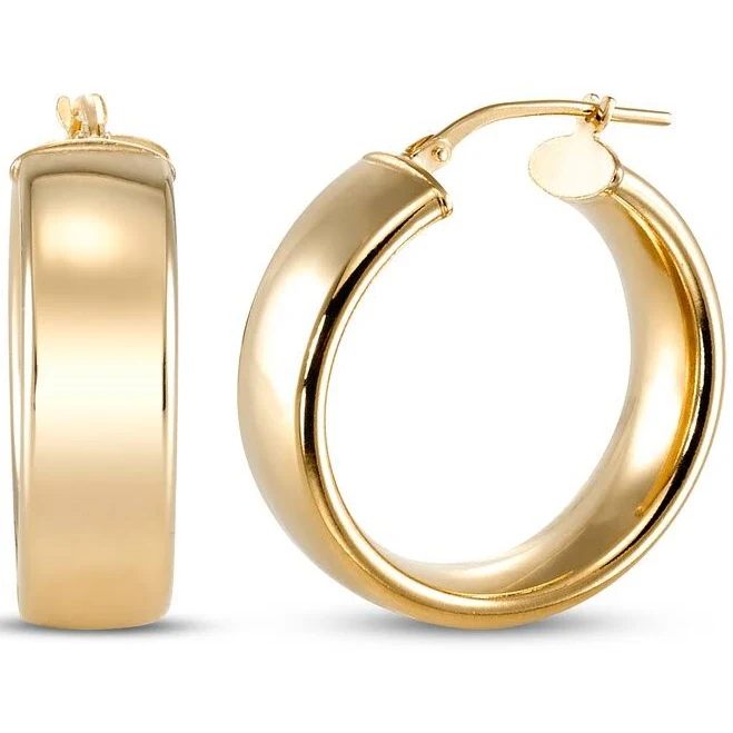24K Yellow Gold Vermeil Sterling Silver Bold Hoop Earrings