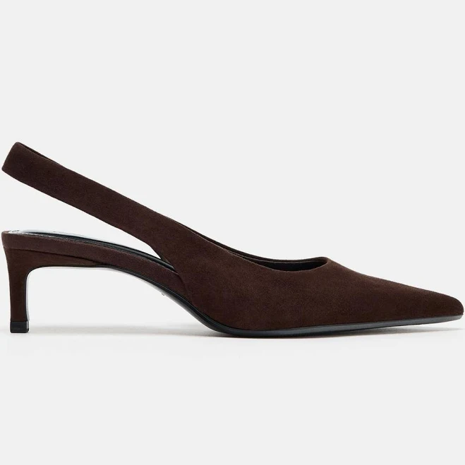 Zara Suede Kitten Heel Slingbacks